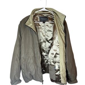 Van Heusen Mens XL Olive Green Lightweight Lined Zip Up Jacket